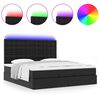 vidaXL Ottoman-Bett mit Matratze &amp; LEDs Schwarz 160x200 cm Kunstleder