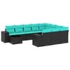 vidaXL 11-teiliges Gartensofa-Set mit Kissen, schwarzes Polyrattan