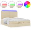 vidaXL Ottoman-Bett mit Matratzen & LEDs Creme 200x200 cm Stoff