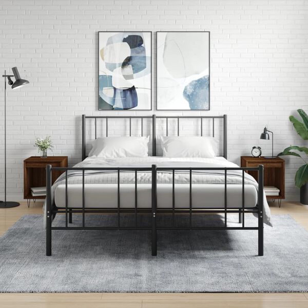 vidaXL Nachttische 2 Stk. Braun Eichen-Optik 40x35x50 cm Holzwerkstoff