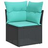 vidaXL 5tlg. Garten-Sofagarnitur mit Kissen Schwarz Poly Rattan Akazie