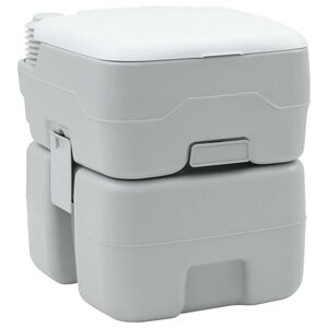 vidaXL Camping-Toilette Grau und Wei&szlig; 41,5 x 36,5 x 42 cm Polyethylen