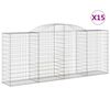 vidaXL Gabionen mit Hochbogen 15 Stk 300x50x120/140cm Verzinktes Eisen