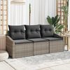 vidaXL Gartensofa-set mit Kissen mit Speicher 3 pcs Grau Poly-Rattan