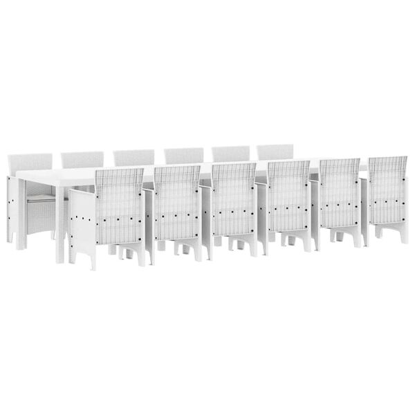 vidaXL Garten Essgruppe 13 pcs Weiß Polt Rattan