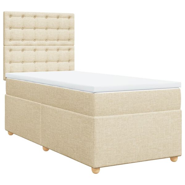 vidaXL Boxspringbett mit Matratze Creme 90x200 cm Stoff