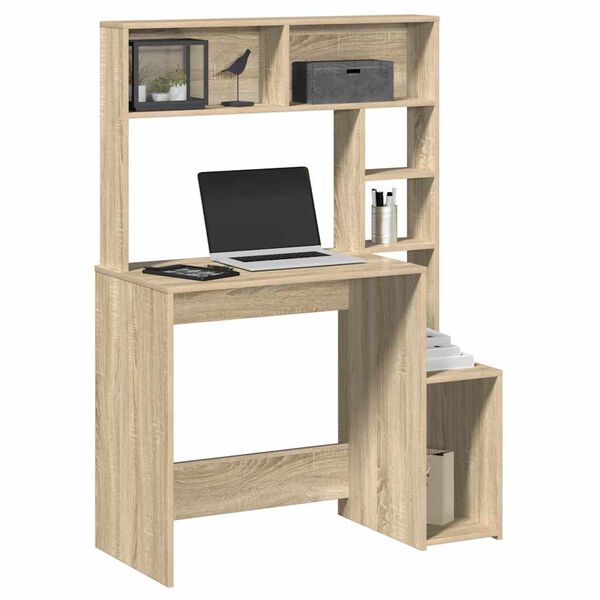 vidaXL Schreibtisch mit Regal Sonoma-Eiche 100x45x140 cm Holzwerkstoff