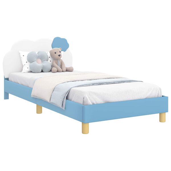 vidaXL Kinderbettgestell mit Kopfteil mit Kopfteil Blau 80 x 200 cm PU