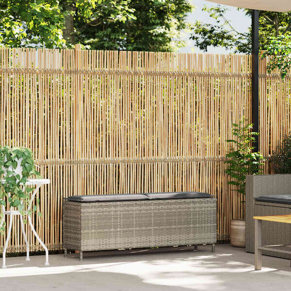 vidaXL Gartenbank mit Kissen Hellgrau 110x30x40,5 cm Poly Rattan