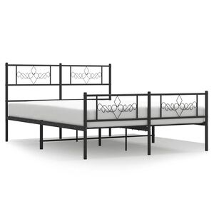 vidaXL Bettgestell mit Kopf- und Fu&szlig;teil Metall Schwarz 135x190 cm