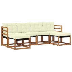vidaXL Outdoor-Sofagarnitur 6 stk. 6-Sitzer Natur und Creme
