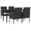 vidaXL 5-tlg. Garten-Essgruppe Schwarz Poly Rattan und Stahl