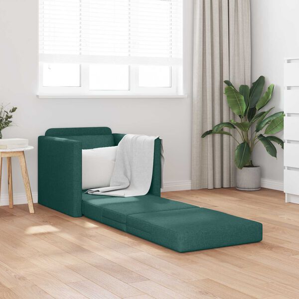 vidaXL Schlafsofa 60cm Dunkelgr&uuml;n Stoff