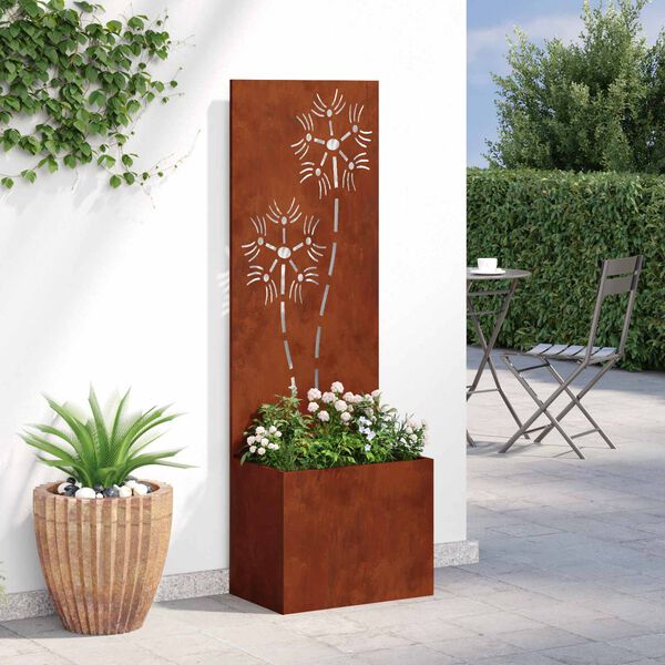vidaXL Garten Sichtschutz-Leinwand Floral Rostig 50 x 32 x 150 cm