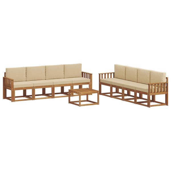 vidaXL Outdoor-Sofagarnitur 9 pcs Natur und Beige Massivholz Akazie