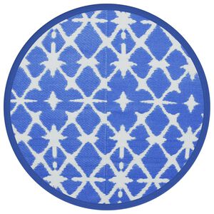 vidaXL Outdoor-Teppich ARAKIL Blau und Wei&szlig; &Oslash;200 cm PP