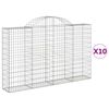 vidaXL Gabionen mit Hochbogen 10Stk. 200x30x120/140cm Verzinktes Eisen