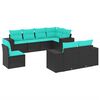 vidaXL 8-teiliges Gartensofa-Set mit Kissen, schwarzes Polyrattan