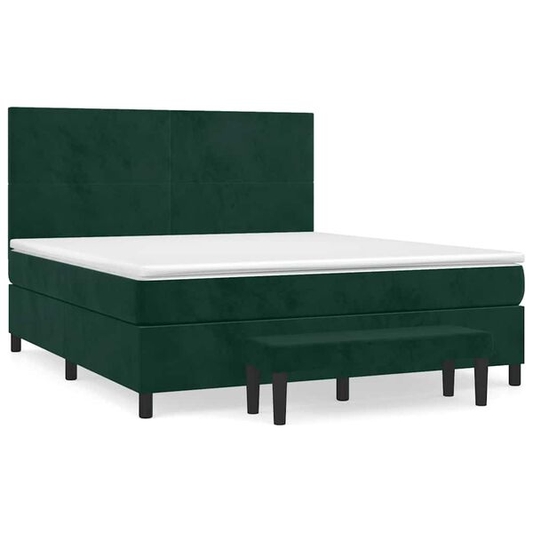 vidaXL Boxspringbett mit Matratze Dunkelgr&uuml;n 180x200 cm Samt