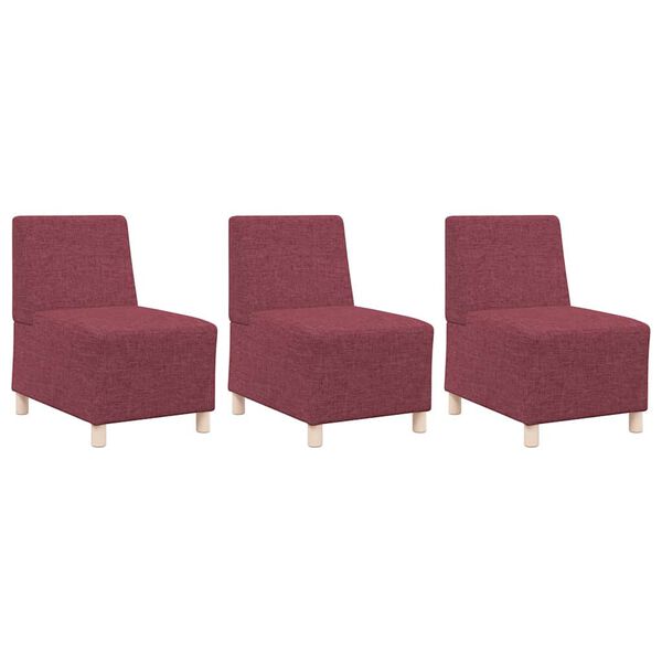 vidaXL Modulares Armfreies Sofa 3 pcs Weinrot 55 x 74 x 82 cm Stoff
