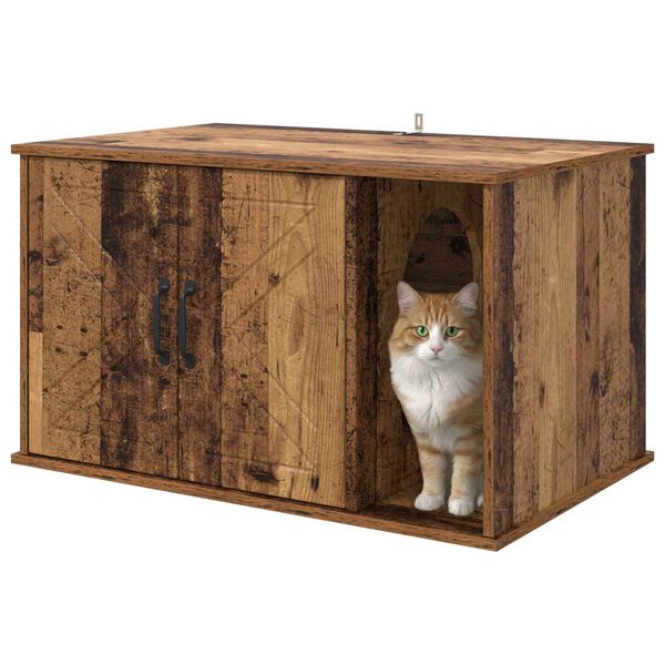 vidaXL Katzenhaus Altholz 85 x 55 x 50 cm Holzwerkstoff