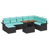 vidaXL Garten-Sofa-Set mit Kissen mit Speicher 9 pcs Schwarz und blau