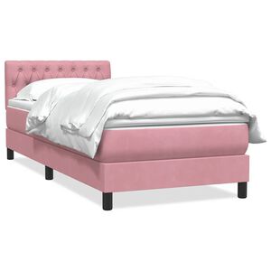 vidaXL Boxspringbett mit Matratze Rosa 80x220 cm Samt