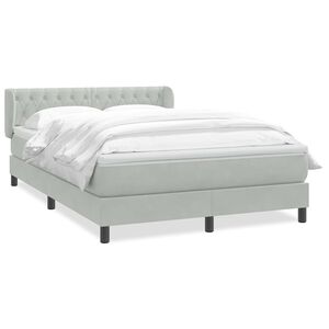 vidaXL Boxspringbett mit Matratze Hellgrau 160x220 cm Samt