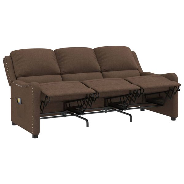 vidaXL 3-Sitzer Massagesessel Braun Stoff