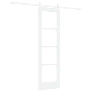 vidaXL Schiebet&uuml;r 61 x 198,5 cm Massivholz Kiefer und Glas Wei&szlig;