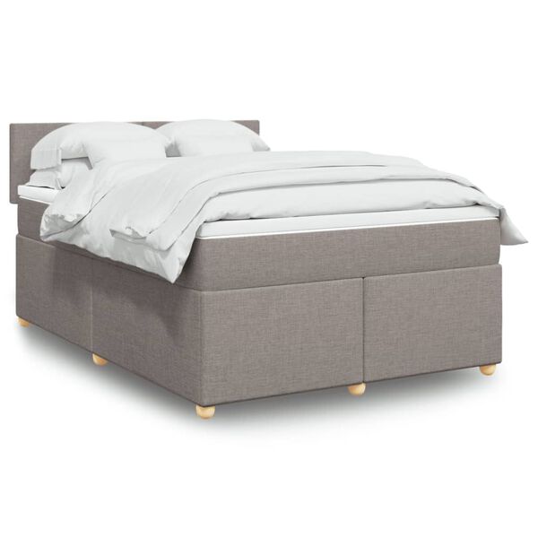 vidaXL Boxspringbett mit Matratze Taupe 160x200 cm Stoff