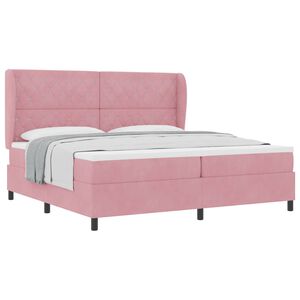 vidaXL Boxspringbett mit Matratze Rosa 200 x 200 cm Polyester