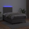 vidaXL Boxspringbett mit Matratze & LED Grau 120x190 cm Kunstleder