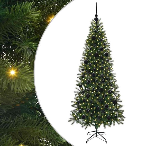 vidaXL K&uuml;nstlicher Weihnachtsbaum mit 300 LEDs Gr&uuml;n 180 cm PE und PVC