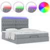 vidaXL Ottoman-Bett mit Matratze & LEDs Hellgrau 180x200 cm Stoff