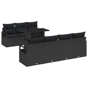vidaXL Gartensofa-set mit Kissen 8 pcs Schwarz Poly Rattan