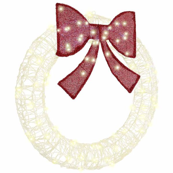 vidaXL Kranz mit 80 LEDs Warmwei&szlig; 92 x 92 x 9,5 cm Acryl