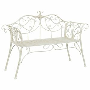 vidaXL Gartenbank 2-Sitzanzahl 130 x 47 x 90 cm Stahl Antik Wei&szlig;