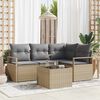 vidaXL Sofa Set mit Kissen 5 pcs Beige und Hellgrau Poly-Rattan