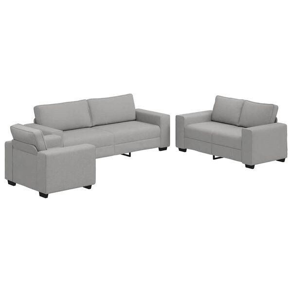 vidaXL 3-teiliges Sofa-Set mit Kissen, wolkengrauer Stoff