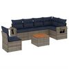 vidaXL 7-teiliges Gartensofa-Set mit Kissen, grau, Polyrattan