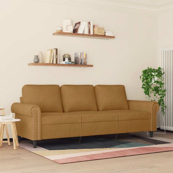 vidaXL 3-Sitzer-Sofa Braun 180 cm Samt