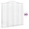 vidaXL Gabionen mit Hochbogen 9 Stk. 200x30x200/220cm Verzinktes Eisen