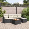 vidaXL Garten-Sofa-Set mit Kissen 6 pcs Schwarz Poly Rattan
