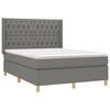 vidaXL Boxspringbett mit Matratze & LED Dunkelgrau 140x190 cm Stoff