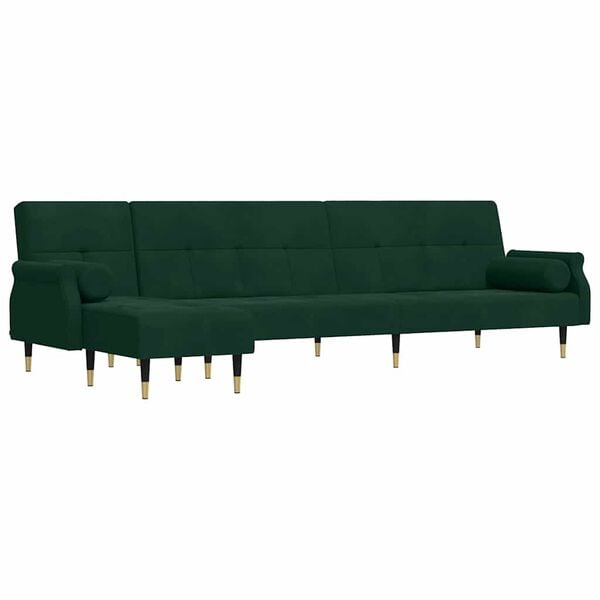 vidaXL Schlafsofa in L-Form Dunkelgr&uuml;n 271x140x70 cm Samt