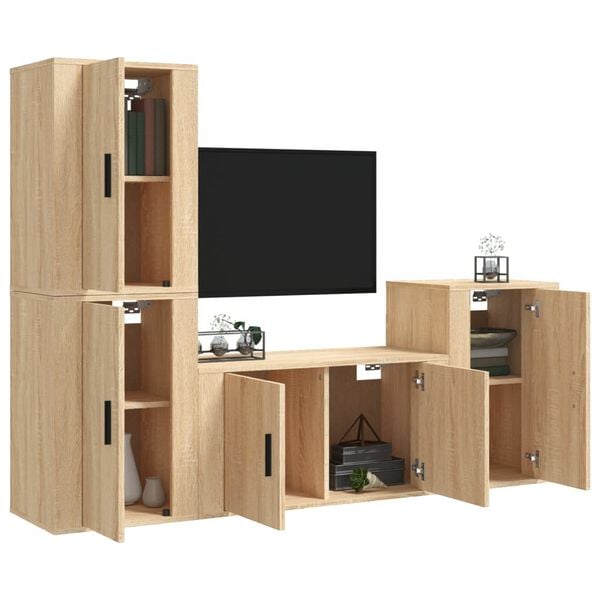 vidaXL 4-tlg. TV-Schrank-Set Sonoma-Eiche Holzwerkstoff