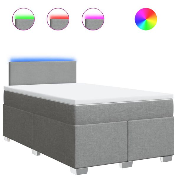 vidaXL Boxspringbett mit Matratze Hellgrau 120x200 cm Stoff