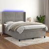 vidaXL Boxspringbett mit Matratze & LED Hellgrau 140x200 cm Samt