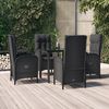 vidaXL 5-tlg. Garten-Essgruppe mit Kissen Schwarz Poly Rattan